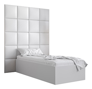 Jednolůžková postel s čalouněným čelem 90 cm Brittany 3 (bílá matná + bílá) (s roštem)