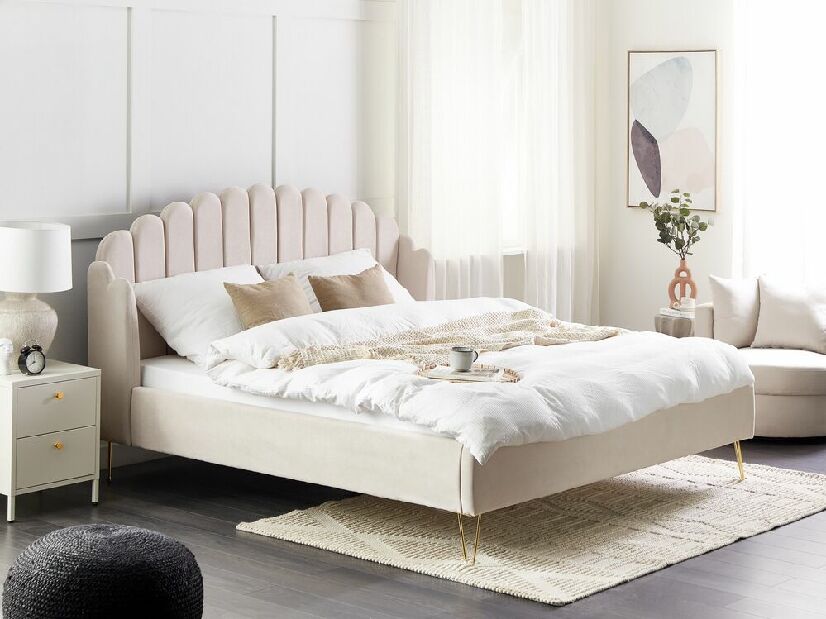 Manželská postel 180 cm Alise (béžová) (s roštem)