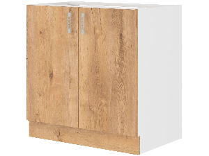 Dolní kuchyňská skříňka pod dřez Sylrona 80 ZL 2F BB (bílá + dub lefkas)