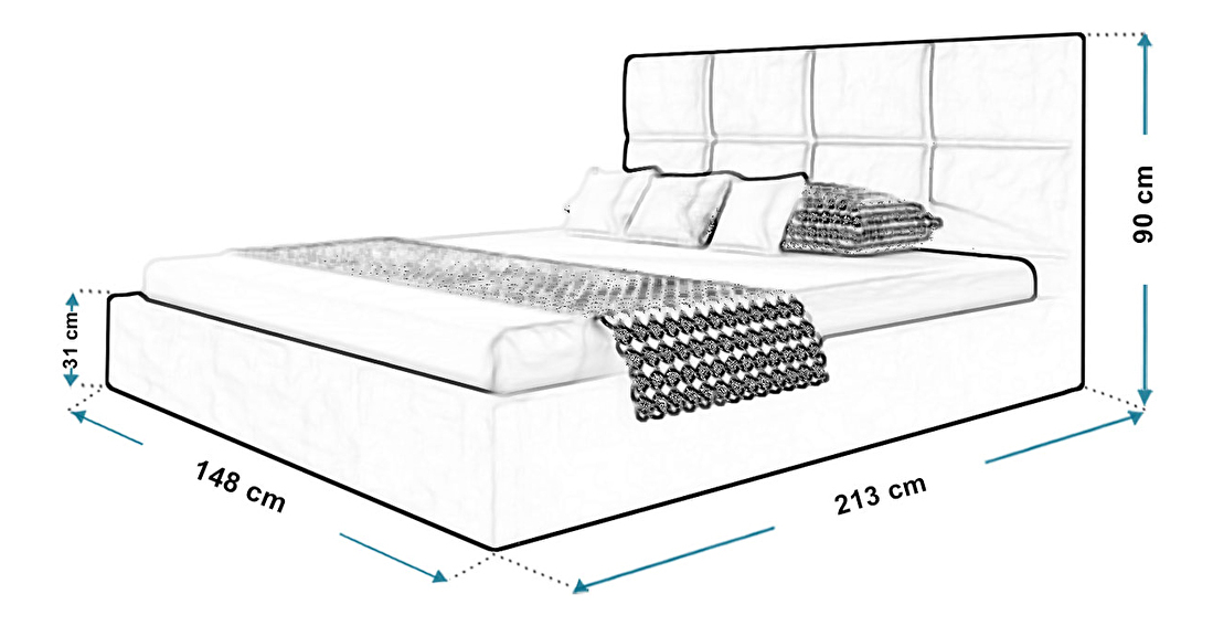 Manželská postel Metoe 1 140 cm (tmavě šedá) (s roštem a úl. prostor)
