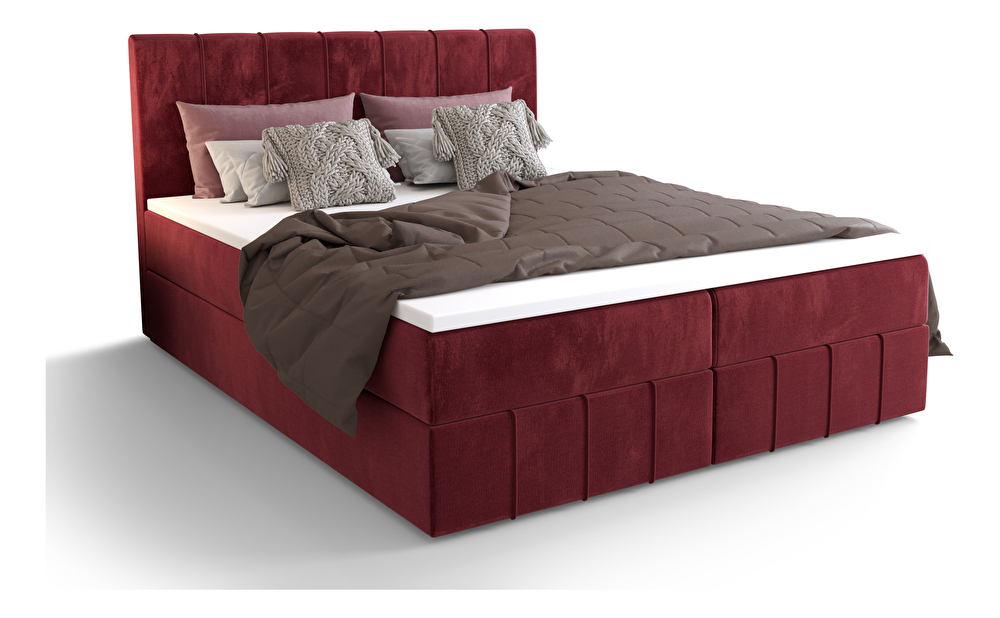 Manželská postel Boxspring 160 cm Barack Comfort (bordó) (s matrací a úložným prostorem)