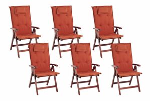Set 6 ks. zahradních židlí Tratoria (tmavě červená) (s polštáři)