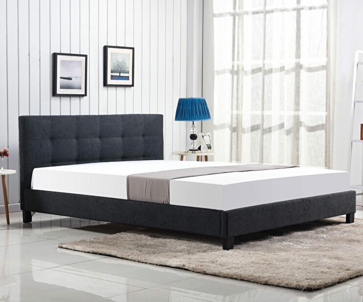 Manželská postel 160 cm Oxford (černá) (s roštem)