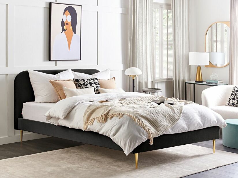 Manželská postel 180 cm Faris (černá) (s roštem)