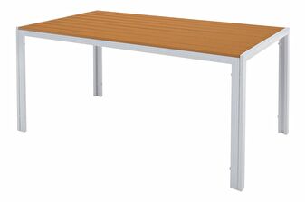 Zahradní stůl BANTO (bílá ocel + dub) (pro 4-6 osob)
