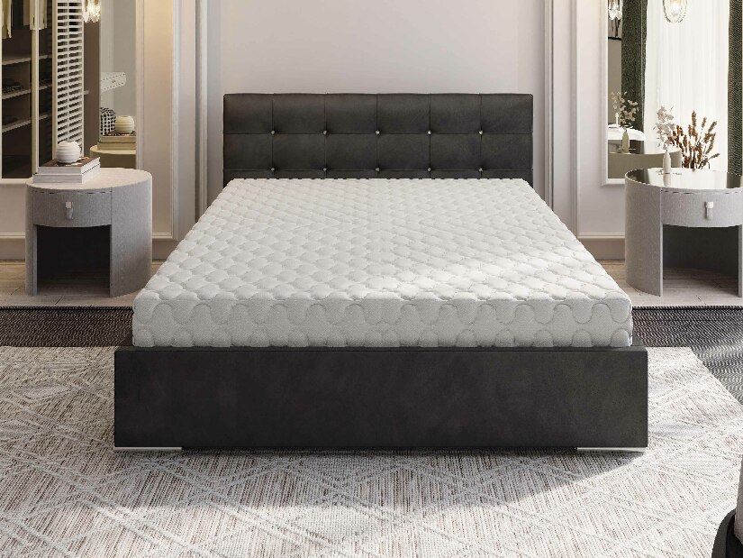 Manželská postel 140 cm Lonnie (černá) (s roštem a úložným prostorem)