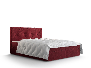 Manželská posteľ Boxspring 160 cm Athena (bordová) (s matracom a úložným priestorom)