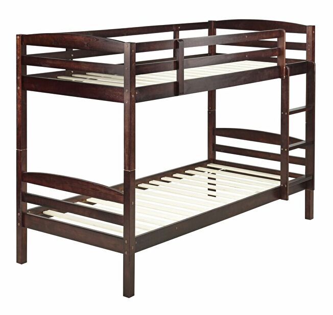 Patrová postel 90 cm Reggeton (tmavé dřevo) (s roštem)