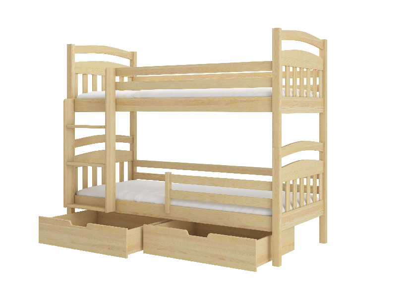 Patrová dětská postel 200x90 cm Adriana (s roštem a matrací) (borovice)