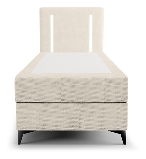 Jednolůžková postel 90 cm Ortega Comfort (béžová) (s roštem a matrací, s úl. prostorem) (s LED osvětlením)