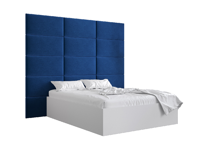 Manželská postel s čalouněným čelem 160 cm Brittany 1 (bílá matná + modrá) (s roštem)
