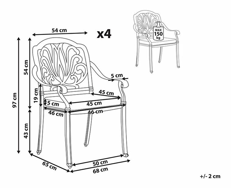 Set 4 ks. zahradních židlí Aneco (bílá)