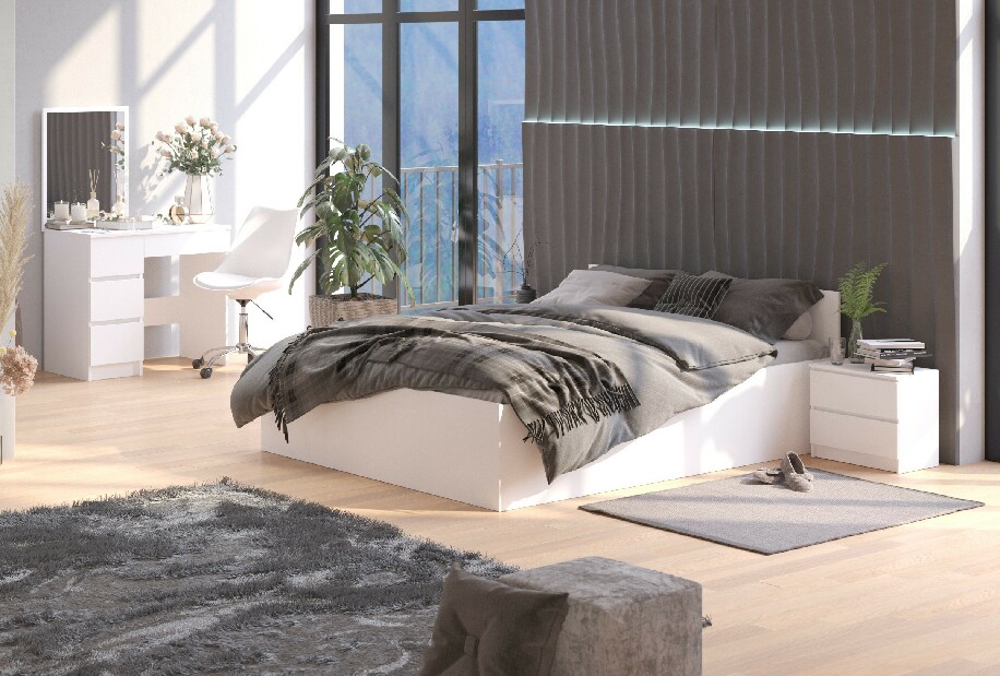 Manželská postel Cosimo (bílá) (s matrací)