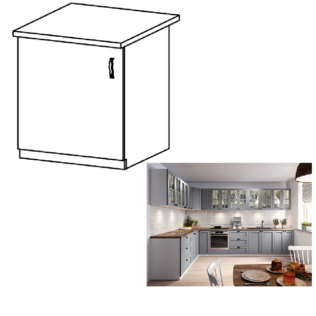 Dolní kuchyňská skříňka D601F Lanaya (bílá + šedá matná) (L)