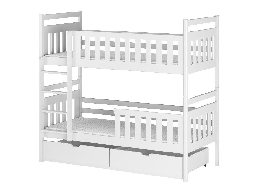 Dětská postel 80 cm Mao (s roštem a úl. prostorem) (bílá)