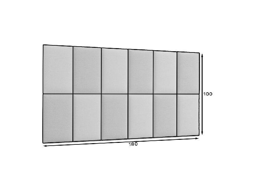 Set 12 čalouněných panelů Quadra 180x100 cm (hořčicová + světlešedá)