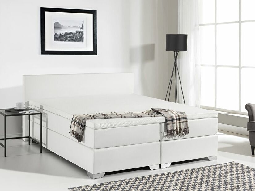 Manželská postel Boxspring 180 cm PREMIER (s matracemi) (bílá)