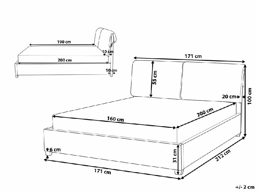 Manželská vodní postel 160 cm Blas (šedá) (s roštem a matrací)