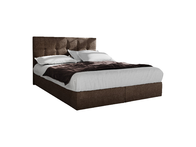 Manželská postel Boxspring 180 cm Porto (tmavě hnědá) (s matrací a úložným prostorem)