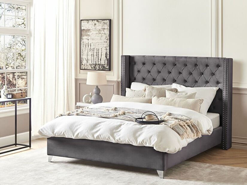 Manželská postel 180 cm LUBECK (s roštem) (šedá)
