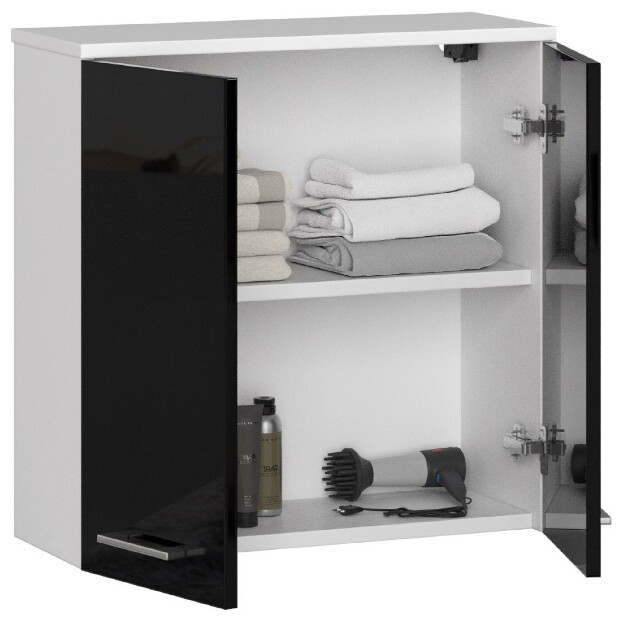Závěsná koupelnová skříňka Farid TYP5 (bílá + černý lesk)