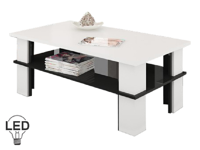 Konferenční stolek Futura 2 (bílá + lesk černý) *výprodej