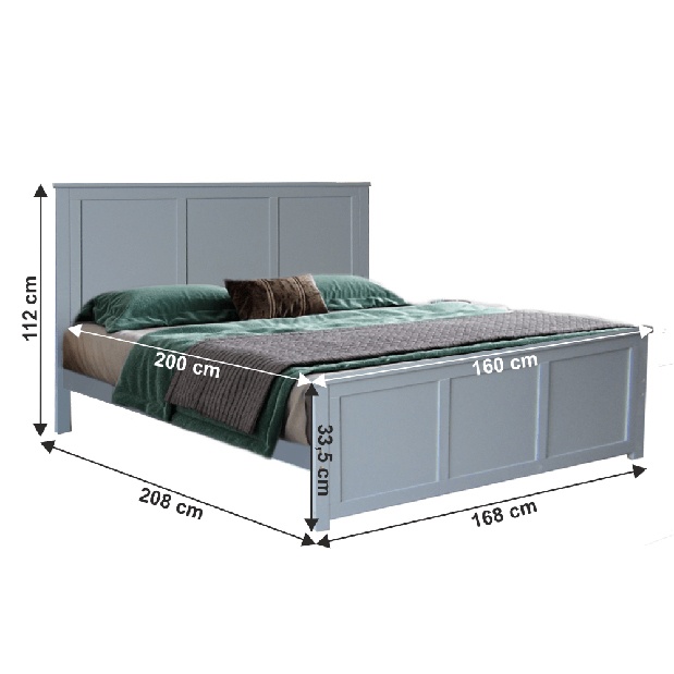 Manželská postel 160 cm Mino (šedá)