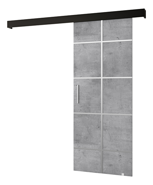 Posuvné dveře 90 cm Sharlene III (beton + černá matná + stříbrná)