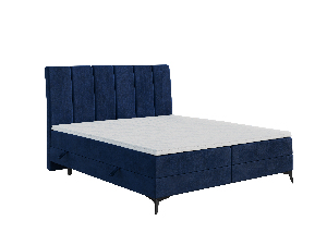 Manželská postel Boxspring 180 cm Axel (tmavě modrá) (s matrací a úl. prostorem)