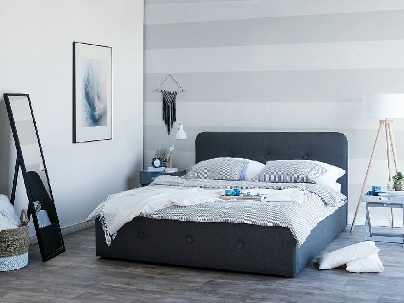 Manželská postel 160 cm ROME (s roštem a úl. prostorem) (šedá)