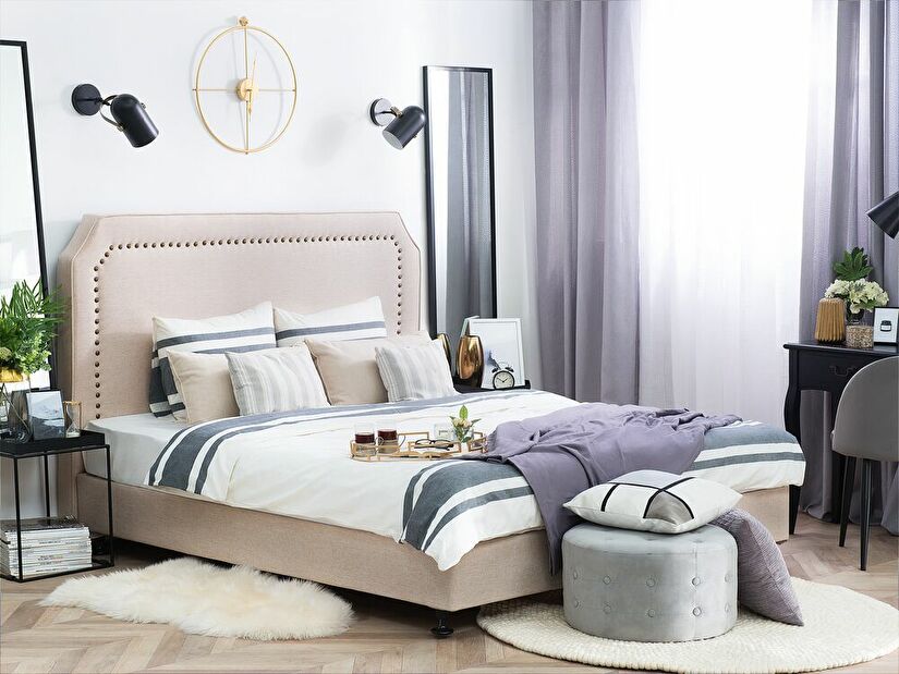 Manželská postel 180 cm COLOGNE (s roštem a matrací) (béžová)