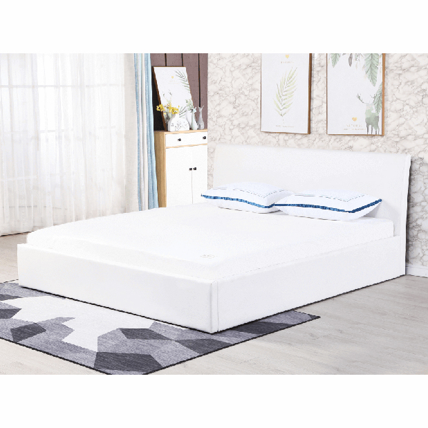 Manželská postel 160 cm Kralla (bílá) (s roštem)