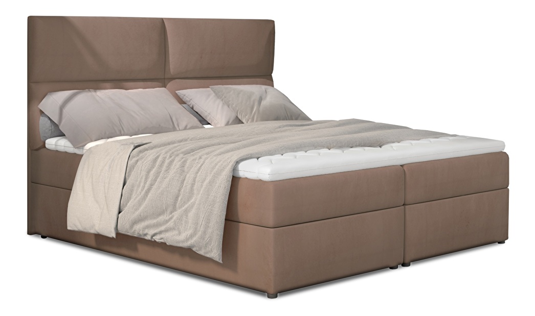 Kontinentální postel 145 cm Alyce (hnědá) (s matracemi)