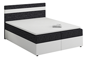 Kontinentální postel 180x200 cm Mimosa (melírovaná černá + bílá) (s roštem a matrací)