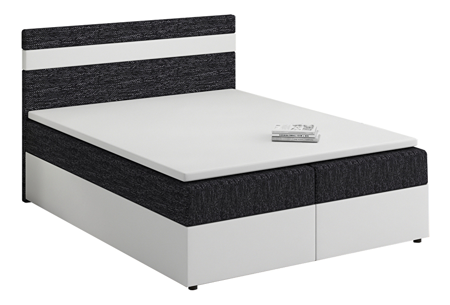 Kontinentální postel 140x200 cm Mimosa Comfort (melírovaná černá + bílá) (s roštem a matrací)
