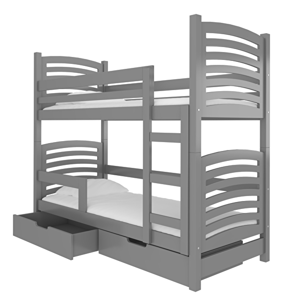 Patrová dětská postel 180x75 cm Oxana (s roštem a matrací) (šedá)