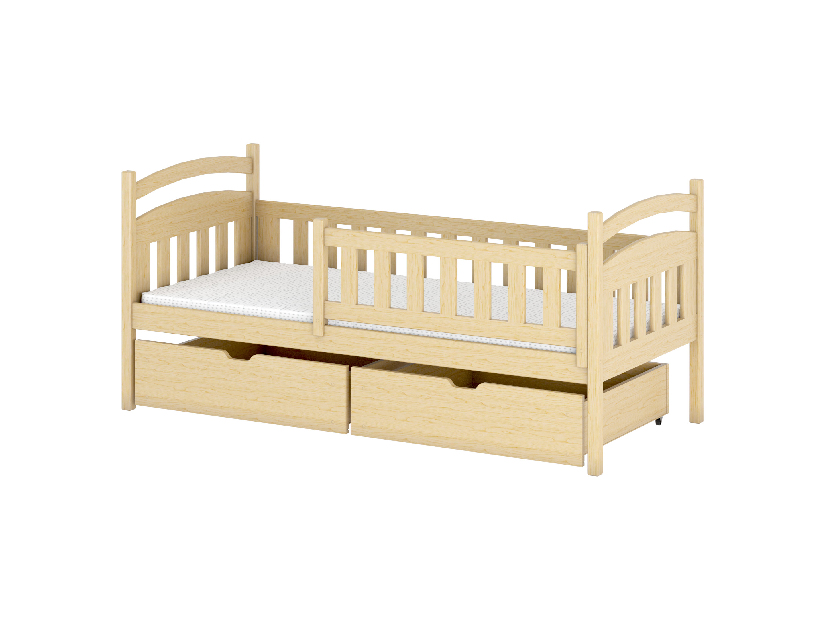 Dětská postel 80 cm Tobie (s roštem a úl. prostorem) (borovice)