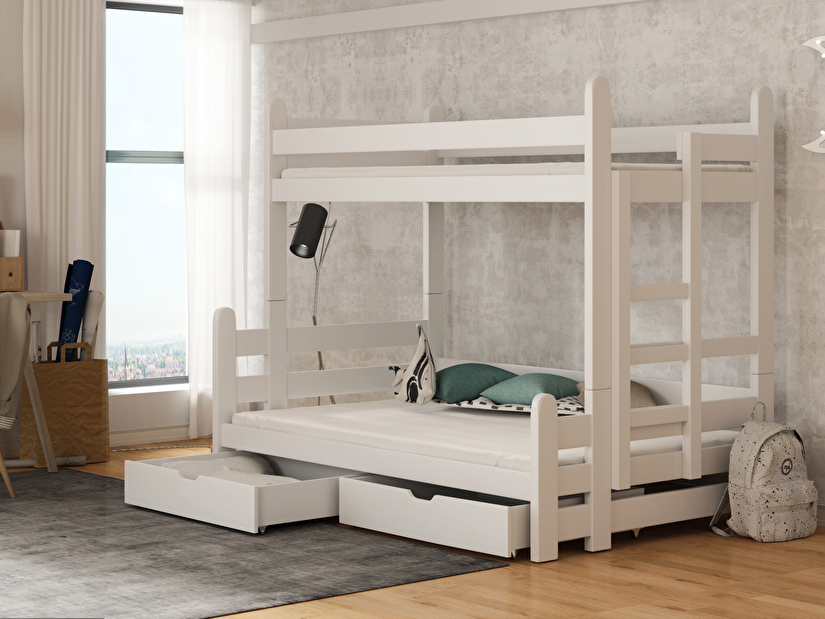 Dětská postel 90 cm BIVI (s roštem a úl. prostorem) (bílá)