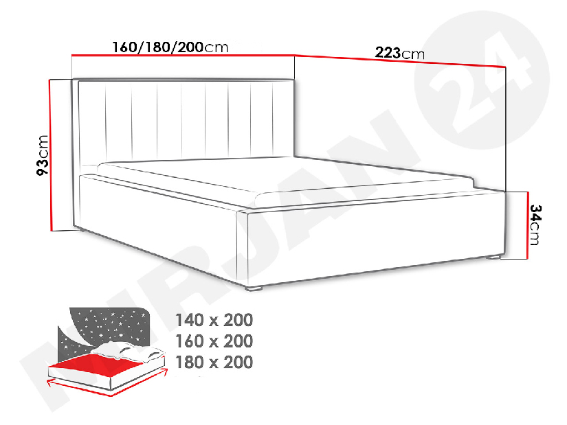 Manželská postel 140 cm Sonden (s roštem) *výprodej