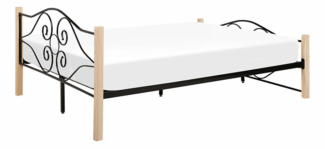 Manželská postel 180 cm FLANGE (s roštem) (černá)