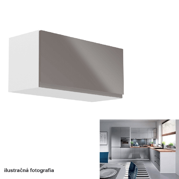 Horní kuchyňská skříňka G80K Aurellia (bílá + lesk šedý) *výprodej