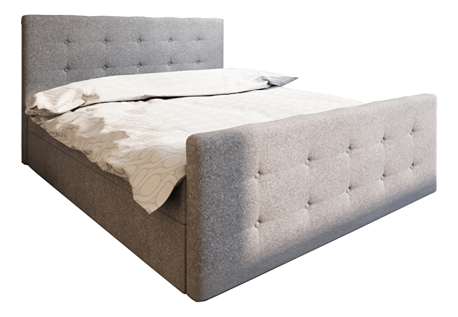 Manželská postel Boxspring 160 cm Milagros Comfort 1 (šedá) (s matrací a úložným prostorem)
