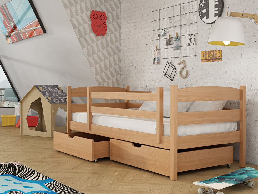 Dětská postel 80 cm Zora (s roštem a úl. prostorem) (buk)