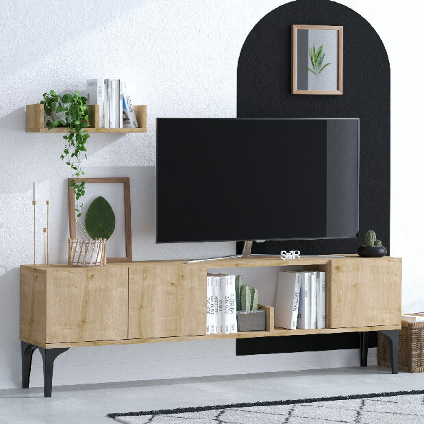 TV stolek/skříňka Visteria (Dub safírový + Černá)
