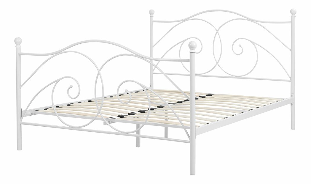 Manželská postel 160 cm DIROU (s roštem) (bílá)