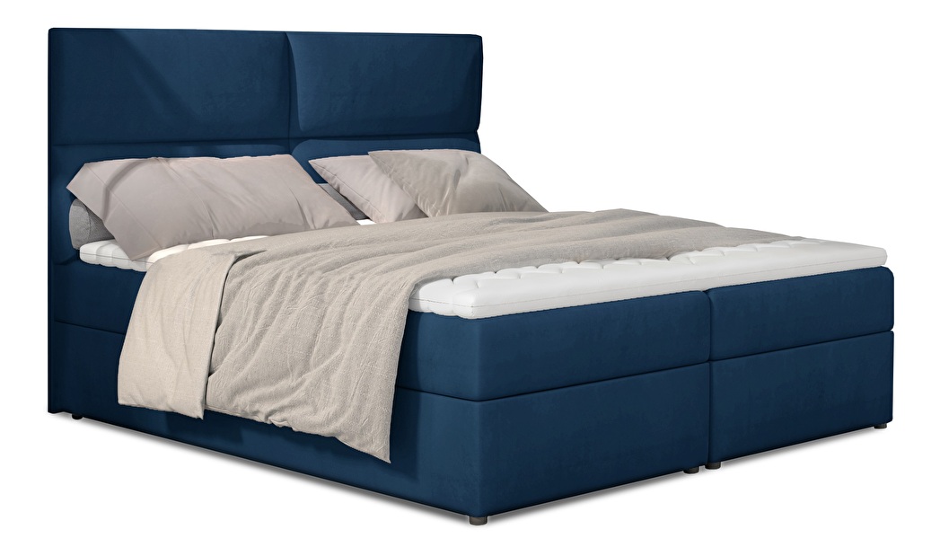 Kontinentální postel 185 cm Alyce (modrá) (s matracemi)
