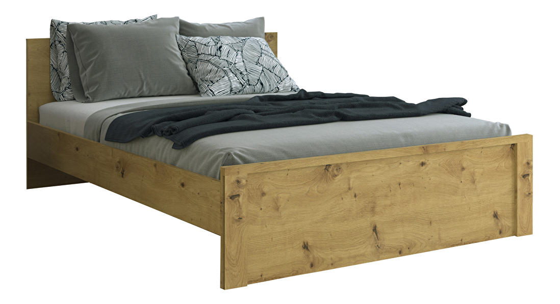 Manželská postel 140 cm Andra (dub artisan) (bez roštu a matrace) *výprodej