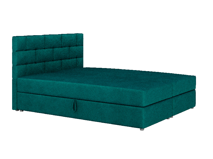 Kontinentální postel 140x200 cm Waller (tmavě zelená) (s roštem a matrací)