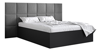 Manželská postel s čalouněným čelem 160 cm Brittany 4 (černá matná + šedá) (s roštem)