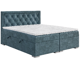 Kontinentální postel 160 cm Maximilian (džínová modrá) (s matrací a úl. prostorem)